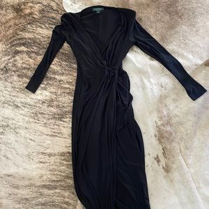 Ralph Lauren Deep V Long Blk Evening Dress 🖤 Worn Once 🖤 Sz 4P